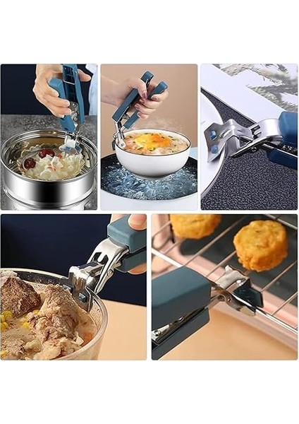 2 Adet Sıcak Tencere Kapak Tava Tabak Tutucu, Paslanmaz Çelik ve Silikon Başlıklı Künefe Tabağı Tutacağı fiyatları