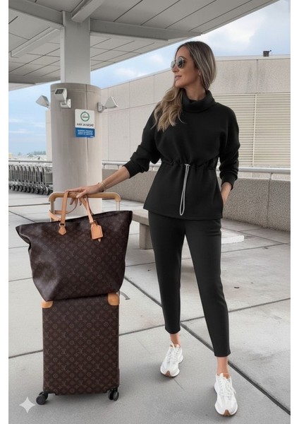 Eyesof Kadın Uzun Kollu Balıkçı Yaka Belden Lastikli Modal Bluz ve Pantolon Ikili Takım modelleri