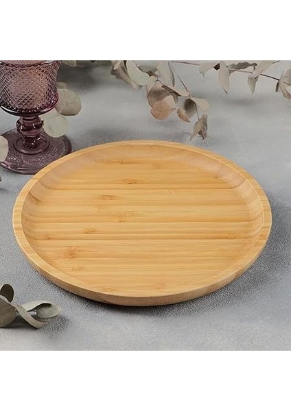 Bambu Lüx Yuvarlak Servis 25 * 25CM, Sunumluk &amp; Çerezlik Sunum Tabağı fırsatları