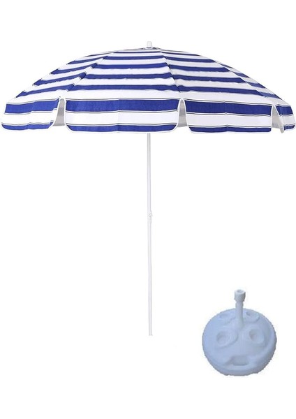 Şemsiyesi 2.10 Metre Gölgelik Balkon Bahçe Teras Piknik Şemsiye Mavi 16 Litre Su Bidonu