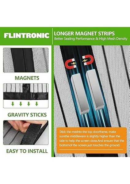 Mıknatıslı Sineklik, Kapı Sinekliği, 100 x 200 Cm, Balkon Kapısı Perdesi, Mıknatıslı Perde, Delmeden Balkon, Kiler Kapısı, Oturma Odası ve Teras Kapısı Için (Siyah) indirimleri