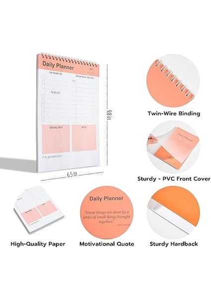 Planlayıcı Defter, Yapılacaklar Listesi Not Defteri, Spiral Defter, Kontrol Listesi, Iş Için Defterler, Kişisel Düzenleyici Not Defteri, Günlük Görev Defteri (Ingilizce) (Turuncu) modelleri