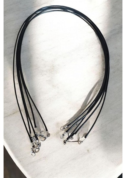 Doğal Taş Deri Kauçuk Kolye Ipi Takı Ipi Papağan Klipsli Hazır Kolye Ipi 3 Adet 70 cm Kolye Ipi 56 cm Uzunluk: 5 Adet M