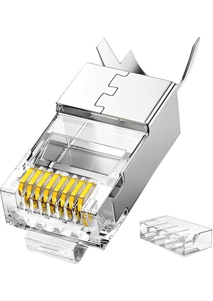 Cat7 10 Gigabit Metal RJ45 Ethernet Konnektörü Altın Kaplama Korumalı 25 Adet