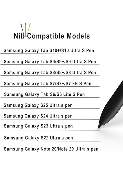 Metal Uçlar/uçlar Samsung Galaxy Tab S9/S9FE+/S9 Ultra/s8/s8+/s8 Ultra/s7/s7 Fe/s6/s6 LITE/S22/S23/S24 Ultra S Kalem, Plastik + Bakır + Titanyum Uçlar/ipuçları+Klips + Düzenleyici (2+6 Parça Set) fiyatları