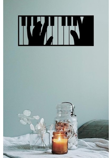 Piano Duvar Dekoru-Süsü, Ahşap Dekoratif Tablo Siyah 20 x 48 UNTNM357 fırsatları