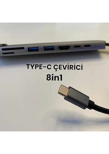 Macbook Pro Air Için USB Type-C Hub Dönüştürücü 8 In 1 Çoklayıcı - Hdmı, 2 Adet USB 3.0, 2 Adet USB C, Sd/microsd, Ethernet - Çevirici 8li Port USB C Adaptör Bağlantı Noktası Ara Kablo fiyatları