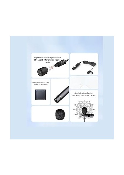 Yaka Mikrofonu, Akıllı Gürültü Azaltma ve Yüksek Çözünürlüklü Mikrofon, Kayıt, Röportajlar, 3 Pın Xlr Arayüzlü Konuşmalar Için Alüminyum Alaşımlı Yaka Mikrofonu, 48V Fantom Güç indirimleri