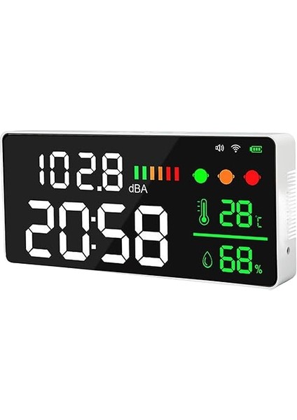 LED Hava Nem Ses Monitörü, Izleme Sıcaklıkları ve Nem Için Wlan -Led Ses Bıçe, 11 Inç Ekran Desibel Bıçak Dedektörü