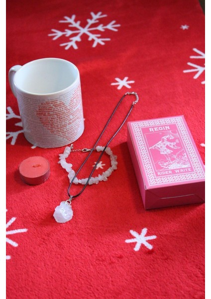 100 Dilde Seni Seviyorum Kupa - Pembe Kuvars Bileklik - Pembe Kuvars Kolye ve Pembe Cadı Tarot