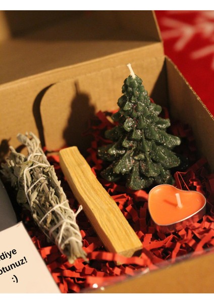 Kutulu Hediye Seti Filtre Kahve / Çam Ağacı Mum / Palo Santo Tütsü / Adaçayı modelleri