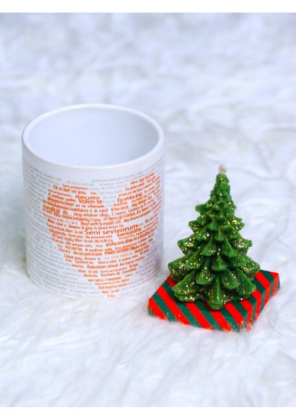 Seni Seviyorum Kupa ve Çam Ağacı Mum