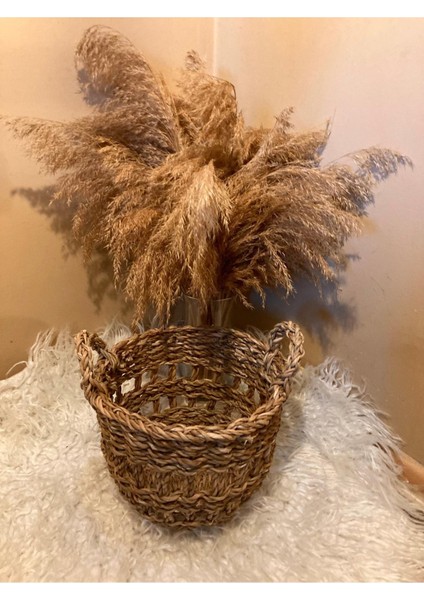 Küçük Boy Kulplu Delikli Hasır Sepet / Düzenleyici / Saksılık fiyatları