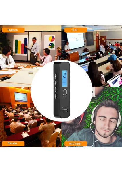 Yeni Model KB60 64GB Dijital Ekranlı Kulaklık Hediyeli Profesyonel Ses Kayıt Cihazı