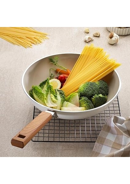 Ceramoni Seramik Wok Tava 28 Cm-Krem fiyatları