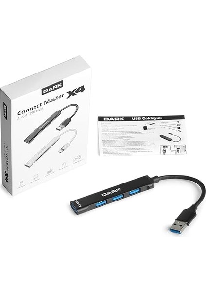 Connect Master 4 Port (1xusb 3.0 + 3xusb 2.0) Alüminyum Kasa USB Çoklayıcı Hub (DK-AC-USB310) fırsatları