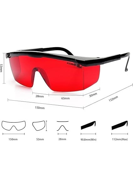 KBL1R Kırmızı Çizgi Lazer Izleme ve Epilasyon Gözlüğü, Kırmızı/siyah modelleri