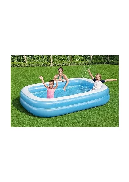 Aile Tipi ve Çocuklar Için Uygun Şişirilebilir Dikdörtgen Yüzme Havuzu, Mavi, 2.62 M x 1.75 M x 51 Cm, 778 L fırsatları