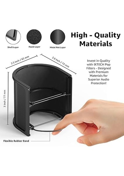Pop Filtresi, [yükseltilmiş Üç Katman] Metal Örgü ve Köpük ve Eta Katmanlı Mikrofon Pop Filtresi, Mikrofon Ön Cam Kapağı, Vokal Kaydı Için El Tipi Mikrofon Si, Youtube Siyah Süngerli fiyatları