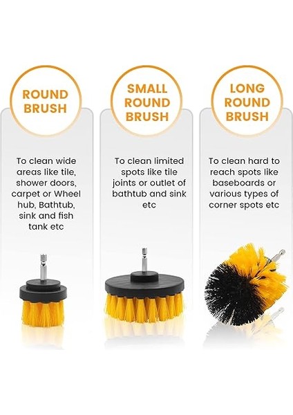 Matkap Fırça Başlığı, 3 Adet Matkap Fırça Başlığı Seti, Akülü Tornavida Için Fırça, Banyo, Banyo, Zemin Kaplaması, Mermer, Seramik Temizliği Için Matkap Fırça Seti modelleri