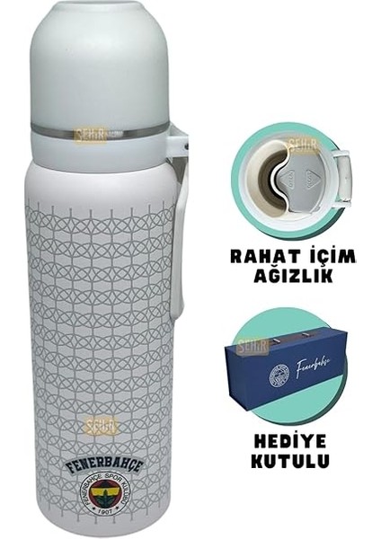 650ML Lisanslı Çift Katlı Paslanmaz Çelik Termos 8 Saat Sıcak Soğuk Hediye Kutulu Beyaz fiyatları