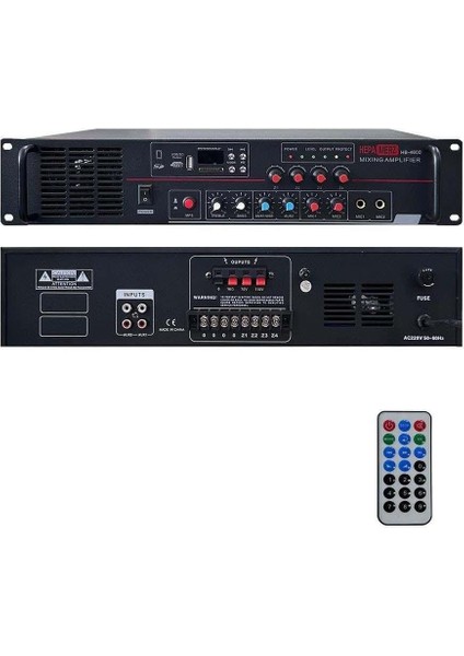 Merz HB-4600 Mixer Amfi 4 Bölgeli 4 Çıkışlı Anfi Zonlu 4X150W Bluetooth USB