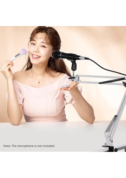 Mikrofon Standı Tutucu Masa Tembel Braketi Uzatılabilir Kol Mikrofon Klipsi Beyaz indirimleri