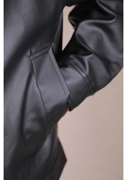 Oversize Rahat Kalıp Düz Erkek Deri Ceket indirimleri