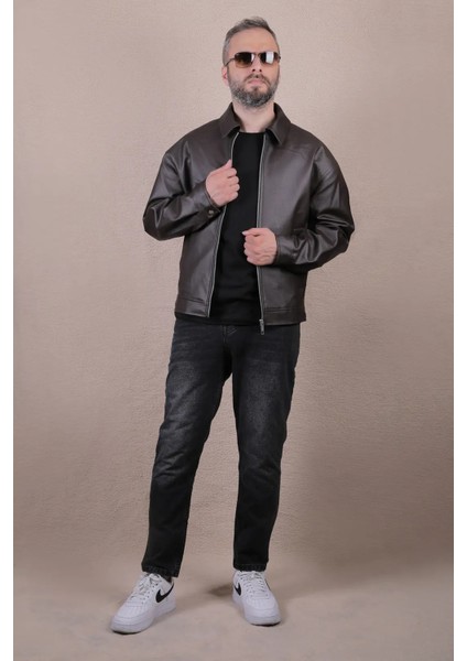 Oversize Rahat Kalıp Düz Erkek Deri Ceket fiyatları