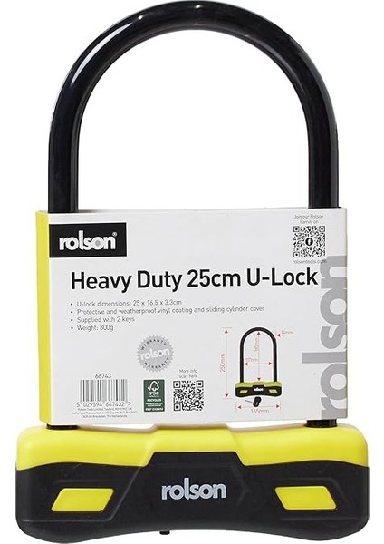 66743 250 x 165 mm U Type Bicycle Lock , Black fiyatları