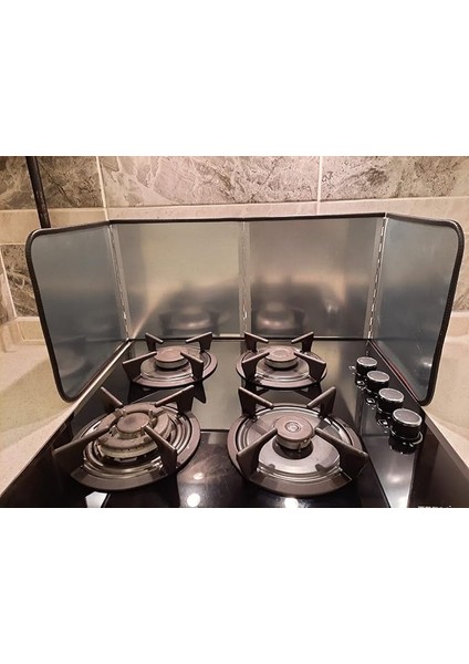 Sıçratmaz Ocak Arkası Koruyucu 120X30 Büyük Boy Katlanabilir Paslanmaz Metal Sac