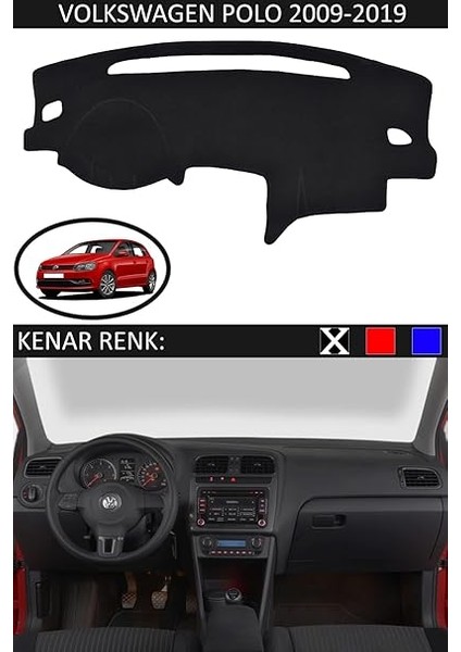 Torpido Koruma Halısı Siyah Kenar Renk Siyah Volkswagen Polo 2009-2019 ile Uyumlu fiyatları