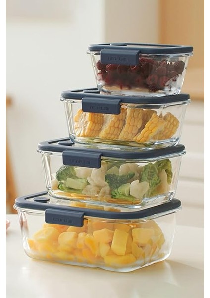 Fika Glace Vakumlu Cam Saklama Kabı Seti Mavi 5 Parça D-NEOBGLS05 modelleri