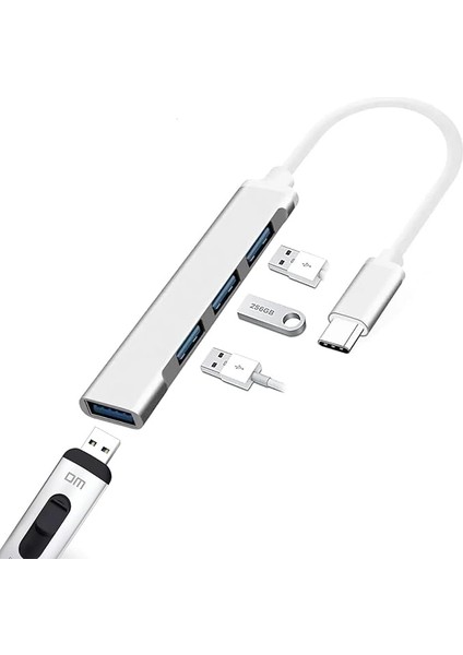 Type-C To USB Hub 4 Port Çoklayıcı Macbook Ile Uyumlu Çoğaltıcı Adaptör (Usb2.0)