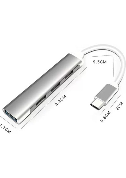 Type-C To USB Hub 4 Port Çoklayıcı Macbook Ile Uyumlu Çoğaltıcı Adaptör (Usb2.0) fırsatları