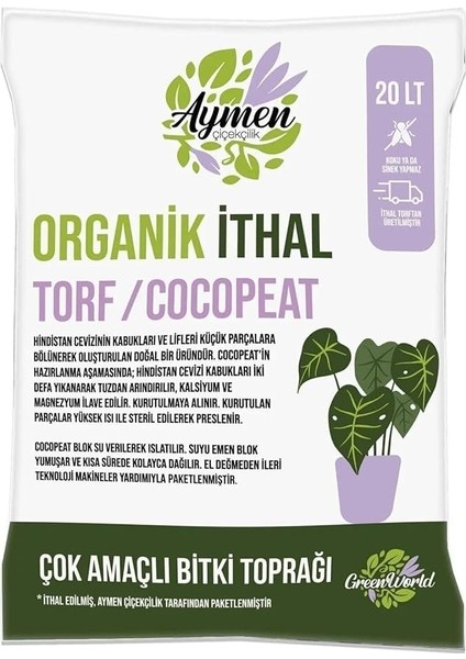 Çiçekçilik 20 Litre Ithal Torf Cocopeat Özel Karışım Saksı Harcı Bitki Toprağı - Kokopit