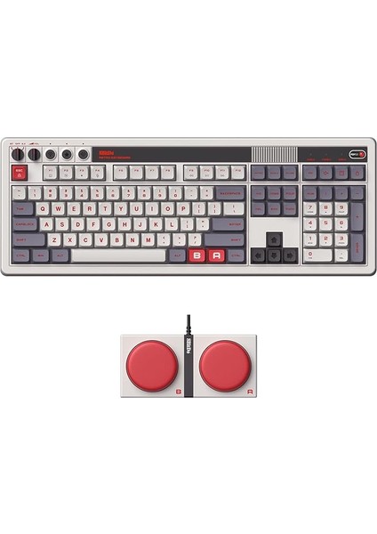 Tuşlu ve Entegre Numaralı 8bitdo Retro 108 Mekanik Klavye, Bluetooth/2.4g/usb-C Windows ve Android Için Sıcak Değiştirilebilir Kablosuz Oyun Klavyesi - N Edition - Qwerty Ingilizce Klavye
