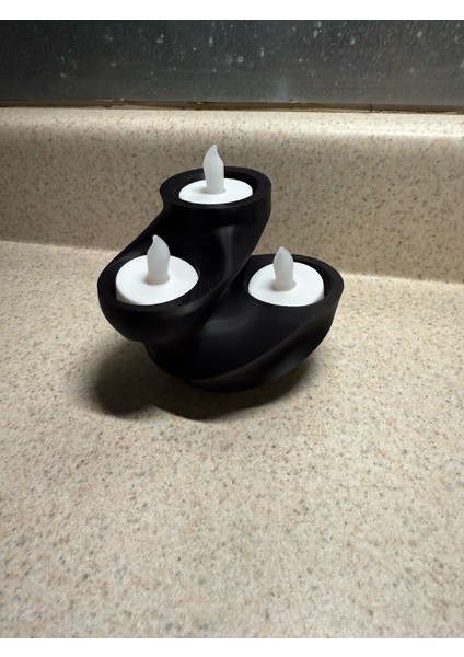 3 Lü Mum LED Dekoratif Ev Dekorasyon Süs Hediyelik Eşya Siyah Pla
