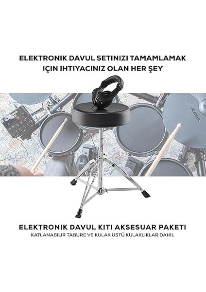 Drum Essentials Bundle - Davul Taburesi ve Kulak Üstü Kulaklıklar Içeren Komple Elektronik Davul Seti Aksesuar Paketi fiyatları