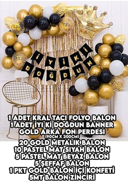 Dolabı Kral Taçlı Balon Zinciri Doğum Günü Seti Iyi Ki Doğdun Doğum Günü Süslü Set fiyatları