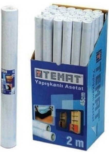 Yapışkanlı Asetat 45 cm x 10 M Şeffaf
