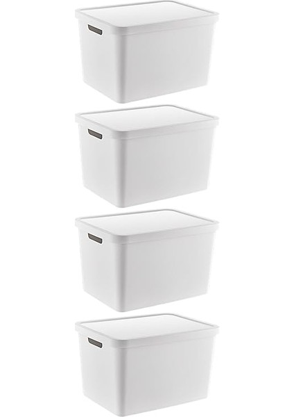 4'lü Set Stafi Çok Amaçlı Kapaklı Kutu Beyaz 18 Lt - Beyaz, Çok Amaçlı Kapaklı Kutu, Ev-Ofis-Depo Için, Kapaklı Saklama Kutusu fiyatları