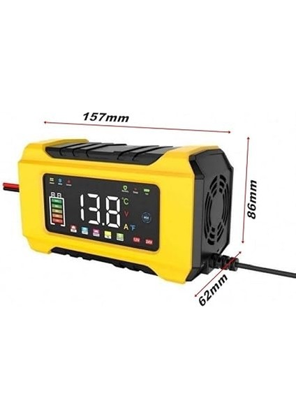 Desülfatör Akü Şarj Cihazı Göstergeli Jel Asitli Sulu Kuru Tip Akülere Uygun Battery Charger (Takviye Özelliği Yoktur) (Ds-Yellow) indirimleri