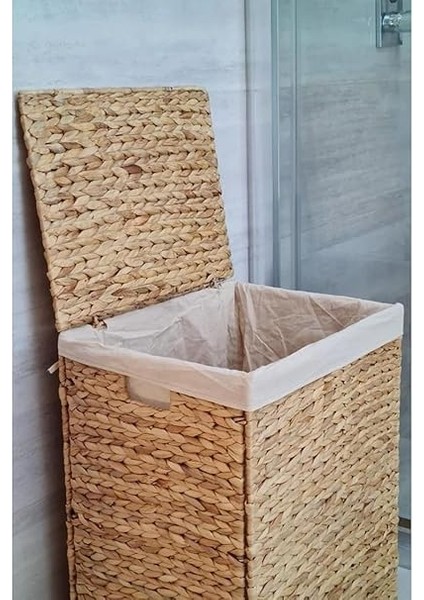 Yapımı Doğal Hasır Katlanabilir Kirli Çamaşır Sepeti, Modern Çamaşır Sepeti, Katlananır Yer Kaplamayan Rattan Kirli Çamaşır Sepeti (44X34CMYÜKSEKLIK 54CM) indirimleri