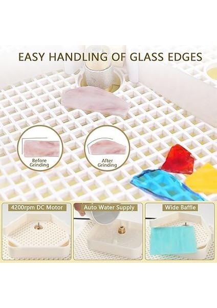 Öğütücü, Çift Katmanlı Vitray Seti, 5 Öğütücü Uçlu Mini Cam Öğütücü Makinesi, 2-3mm Cam Delme, 3-25MM Ark Öğütme, Cam Işleme Sanatları Için modelleri