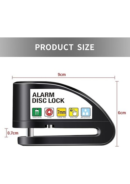 Kilidi, Fren Diski Kilidi, Alarm 110 Db, Yüksek Sesli Motorsiklet Alarmlıdisk Kilidi, 1,5 M Hatırlatma Kablolu fiyatları
