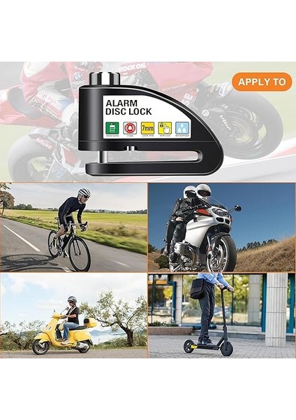 Kilidi, Fren Diski Kilidi, Alarm 110 Db, Yüksek Sesli Motorsiklet Alarmlıdisk Kilidi, 1,5 M Hatırlatma Kablolu fırsatları