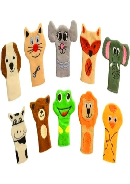 Kukla Seti 10 Adet Nakış Işleme Hayvanlar Oyuncak Parmak Kuklası Eğitici ve Eğlenceli