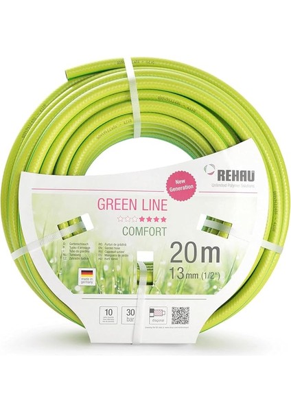 Comfort Line 20 M Bahçe Hortumu, Esnek, Yeşil, Çap: 13 mm (½ Inç), Su Hortumu, Basınca Dayanıklı, Bahçe Için Sağlam Hortum, Sulama Hortumu 1/2 Inç, Yeşil-Sarı, 18475 5