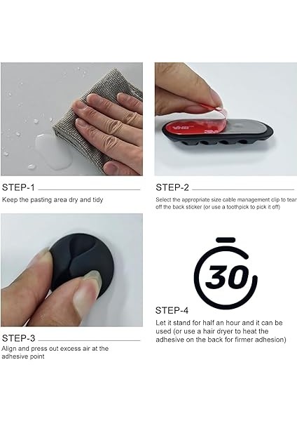 16 Adet Kordon Tutucu Siyah Kendinden Yapışkanlı Kordon Klipleri Masa Kablo Yönetimi Ev Veya Ofis Için fırsatları